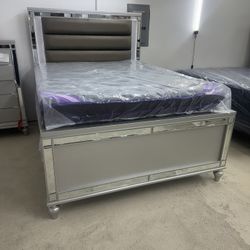 New Queen LED Bed With 14” Inch Mattress 