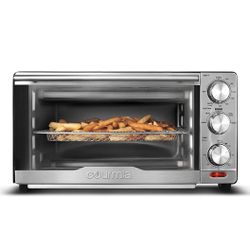 NEW! Gourmia 6-in-1 Air Fryer Oven GTF7350, Stainless Steel - 6 Cooking Functions - Fry Basket, Oven Rack, Baking Pan & Crumb Tray - BRAND NEW!