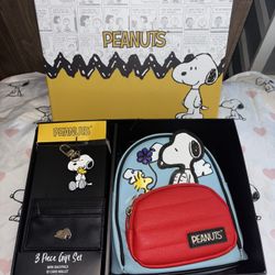 Make Me An Offer!! Snoopy / Woodstock Backpack , Wallet , Keychain Gift box 