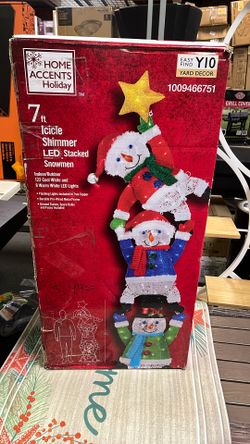 Home Accent 7 Ft Icicle Shimmer Led Stacked Snowmen