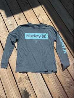 Hurley Y2K Surf Skate Streetwear Gray Blue Long Sleeve Tee Mens M