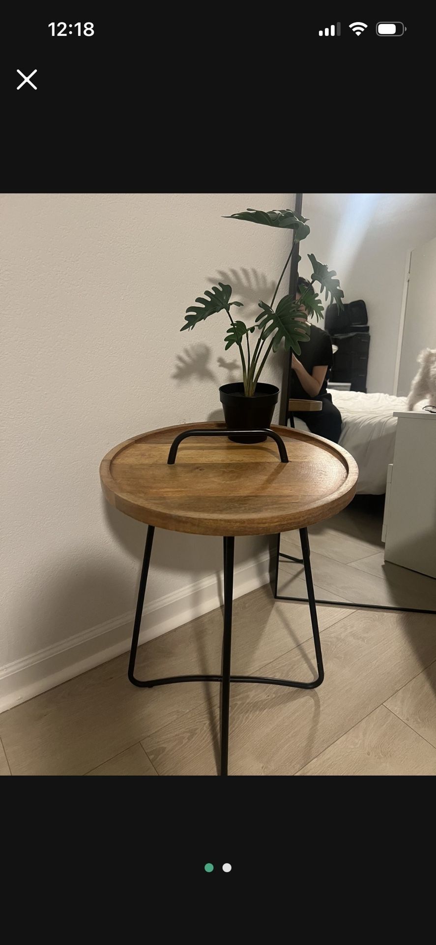 small side table with faux plant