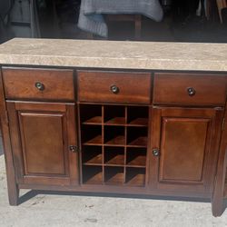 Very Nice Wine Server. Solid Wood With Granite Top