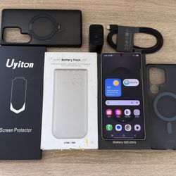 Unlocked Samsung Galaxy S25 Ultra 256GB Titanium Black With Extras