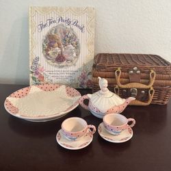 Mud Pie  Miniature Tea Set Ballerina 7 Piece Ceramic Collection. No Holds, Deliveries Or Trades, Added Basket &book Used But In Good Condition, 