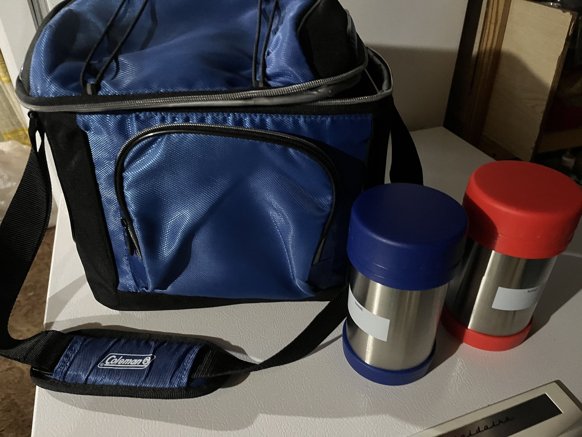 Coleman Cooler & 2 Thermoses 