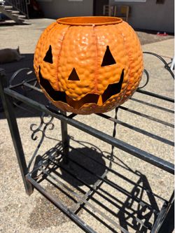 Vintage Planter Orange Jack O Lantern