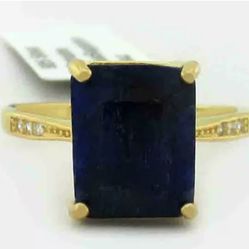 SIZE 6 GENUINE 3.82 CTW BLUE SAPPHIRE & W.SAPPHIRE RING 925 SILVER  NWT