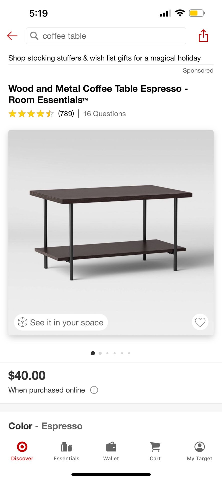 Metal And Wood Coffee Table - Black