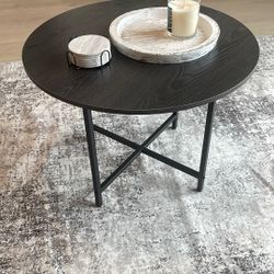 Round Coffee Table, 23.6" for Living Room, Circle Coffee Table with Metal Frame, Floor Table Desk for Sitting on The Floor, Home, 