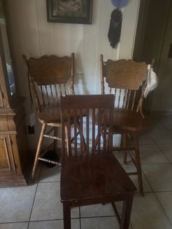 Set of 3 Wooden Dining Chairs