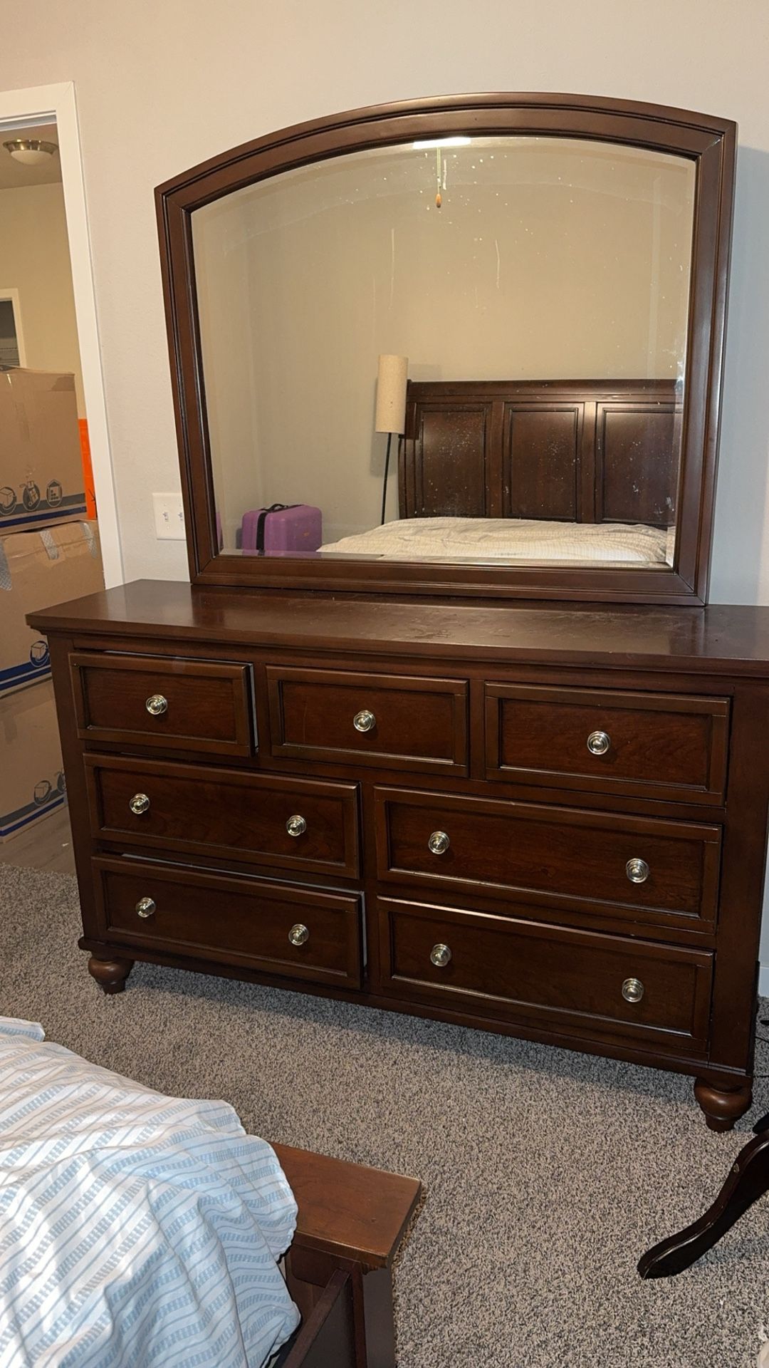 Dresser with mirror, Brown From Bob’s Discount Furniture