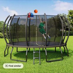 15ft Trampoline With Basketball Hoop 
