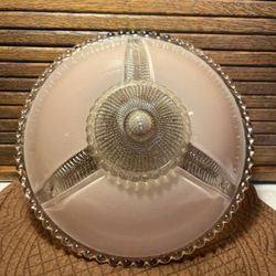 Vintage Light Pink Glass (3 Chain Hung) Glass Shade For Ceiling Light Fixture 