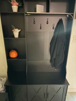 Black Entryway Hall Tree with Storage