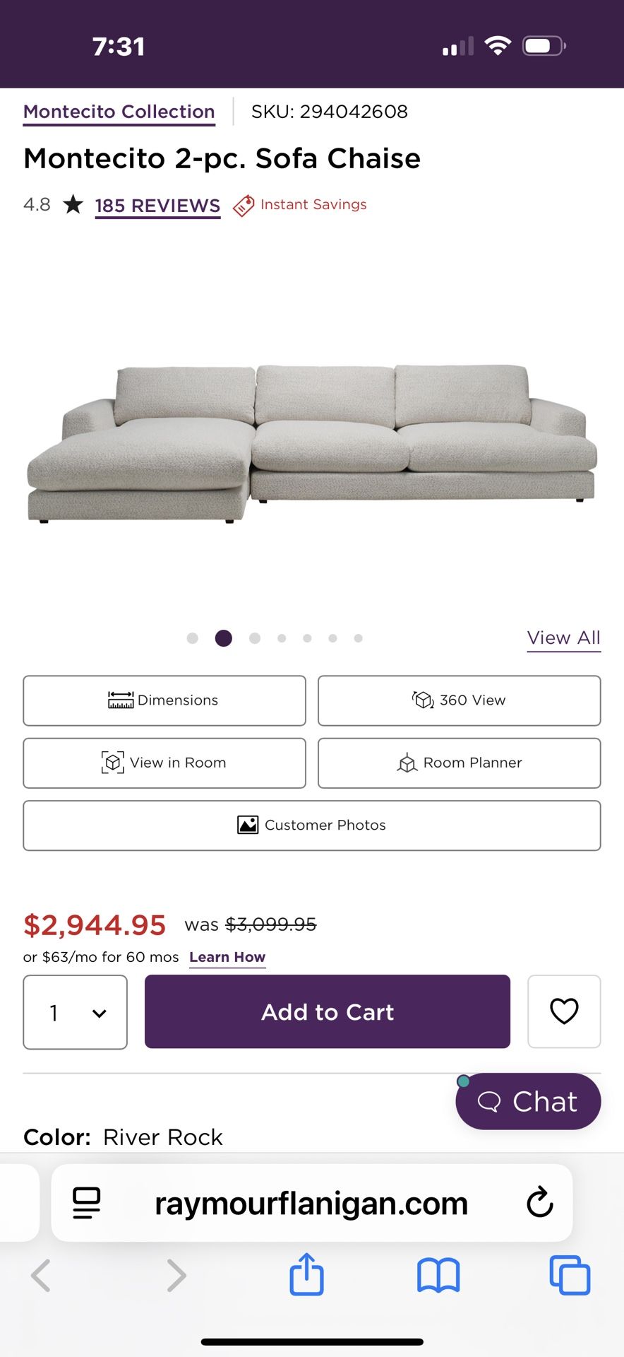 Montecito 2-pc Sofa Chaise