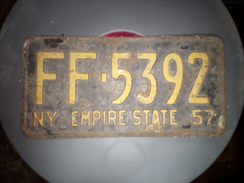 1957 NY Empire State License Plate