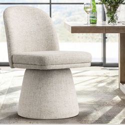 Brand New Set Of 6 Upholstered Fabric Swivel Dining Chairs 