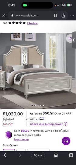 Queen bed frame and night stand