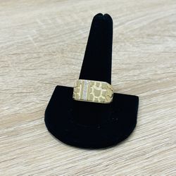 14K Yellow Gold Nugget Ring CZ