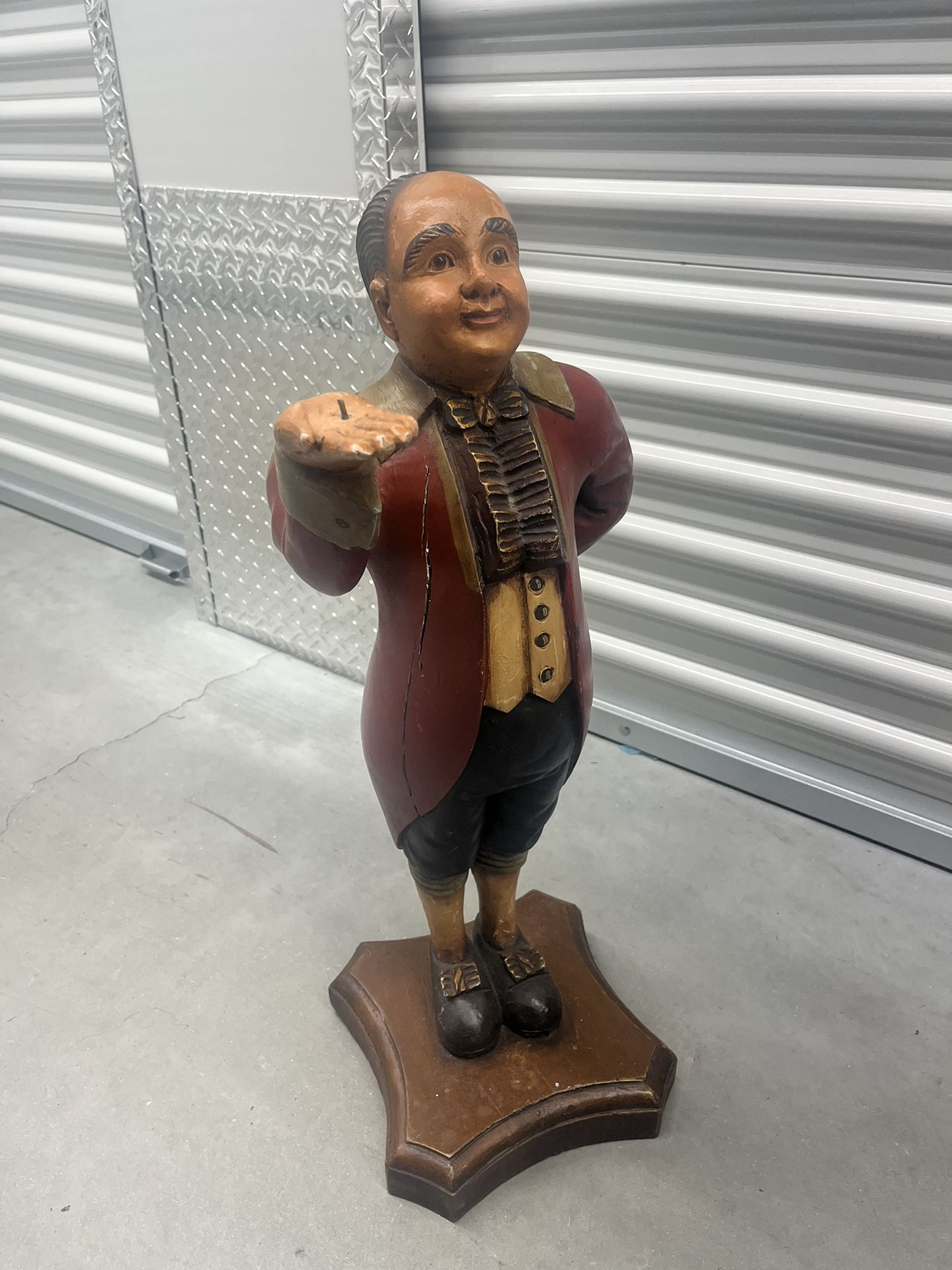 Vintage Wooden Butler Statue