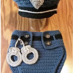 Halloween Police Officer Diaper Cover Outfit 