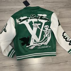 ✨ New Louis Vuitton Varsity Leather green Jacket