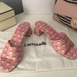 Larroude  Leather Printed Slides 