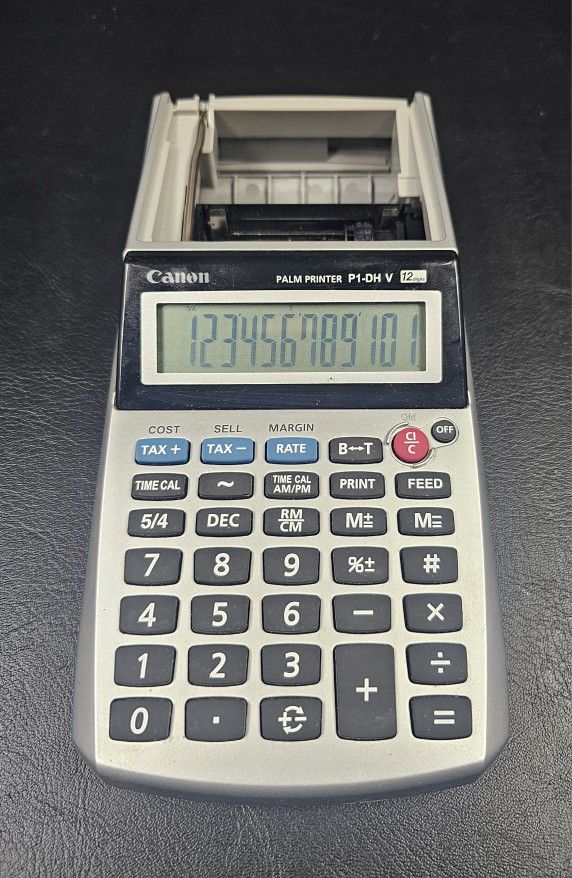 Canon Palm Printer P1-DH V 12 Digits Portable Receipt Printing Tax Time Calculator AC/DC
