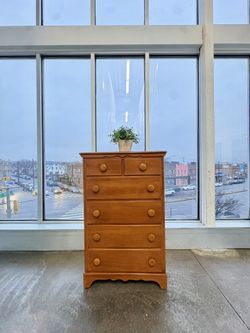 Vintage Traditional Classic Midcentury Modern Minimalist Brown Wood Dresser Chest Of Draws