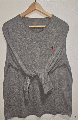 Polo Ralph Lauren Mens T Shirt Size Large Top Long Sleeve Pullover V Neck Gray
Great condition 
Pre-owned 
No rips or stains