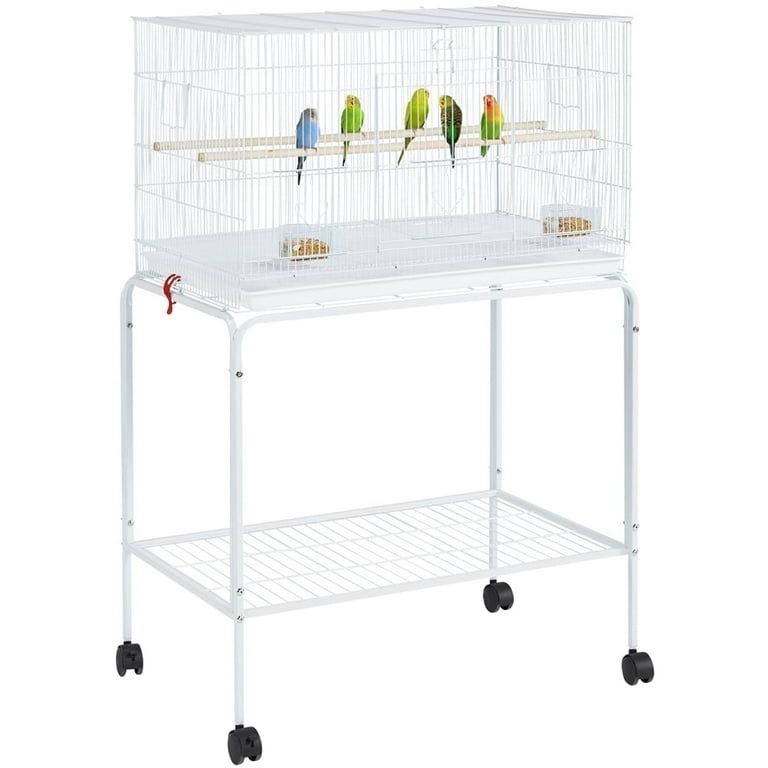 47''H Rolling Flight Cage with Stand,White