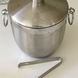 OGGI Stainless 3 qt Double Wall Ice  Bucket With Tongs. PU near Dent. Cash Only plz. 