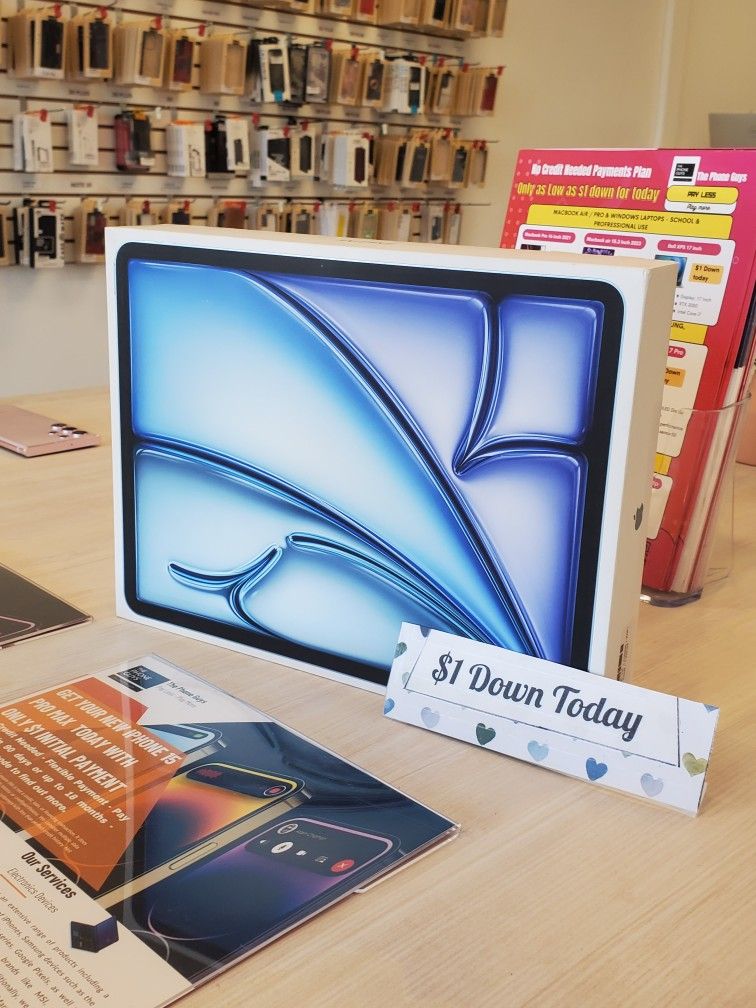Apple IPad Air 6th Gen 13in Brand New - $5 DOWN TODAY, NO CREDIT NEEDED