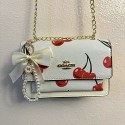 Coach White Bag Cherry