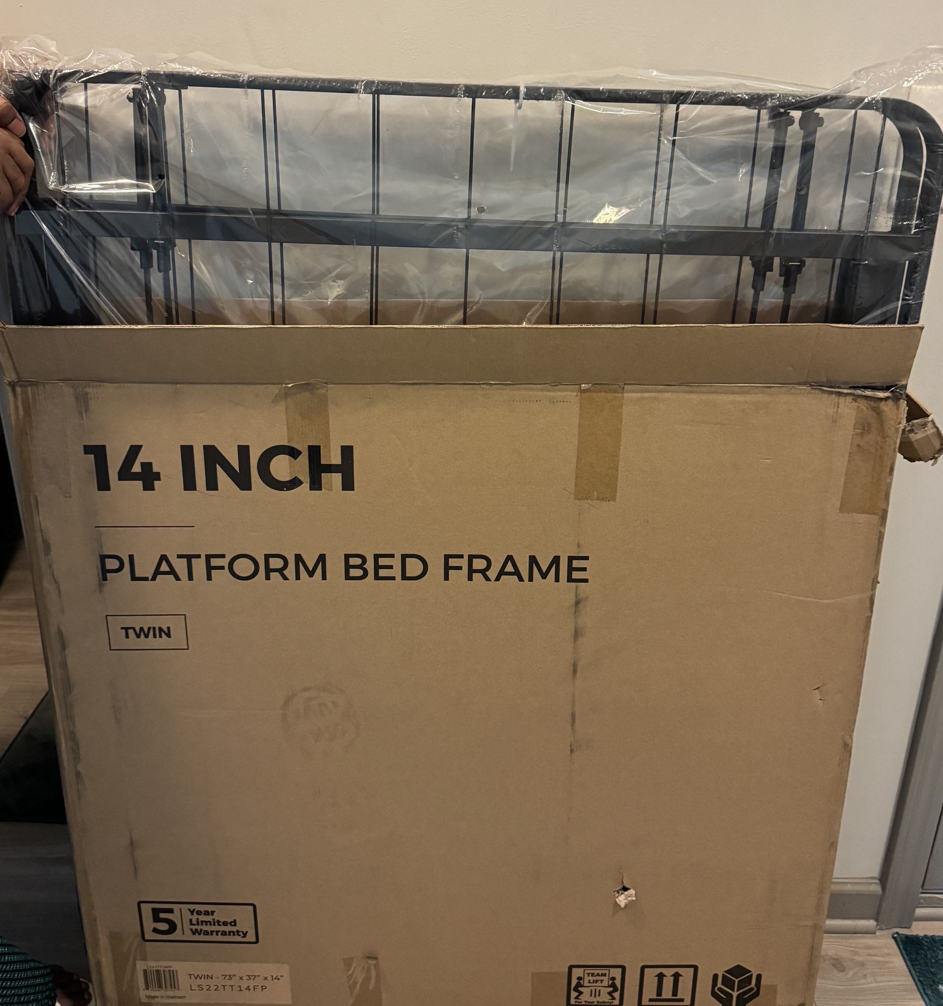 Never Used - Linenspa Folding Metal Platform Bed Frame - No Box Spring Needed - Underbed Storage