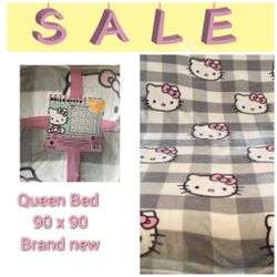 Nwt Hello Kitty 90 X 90 Blanket