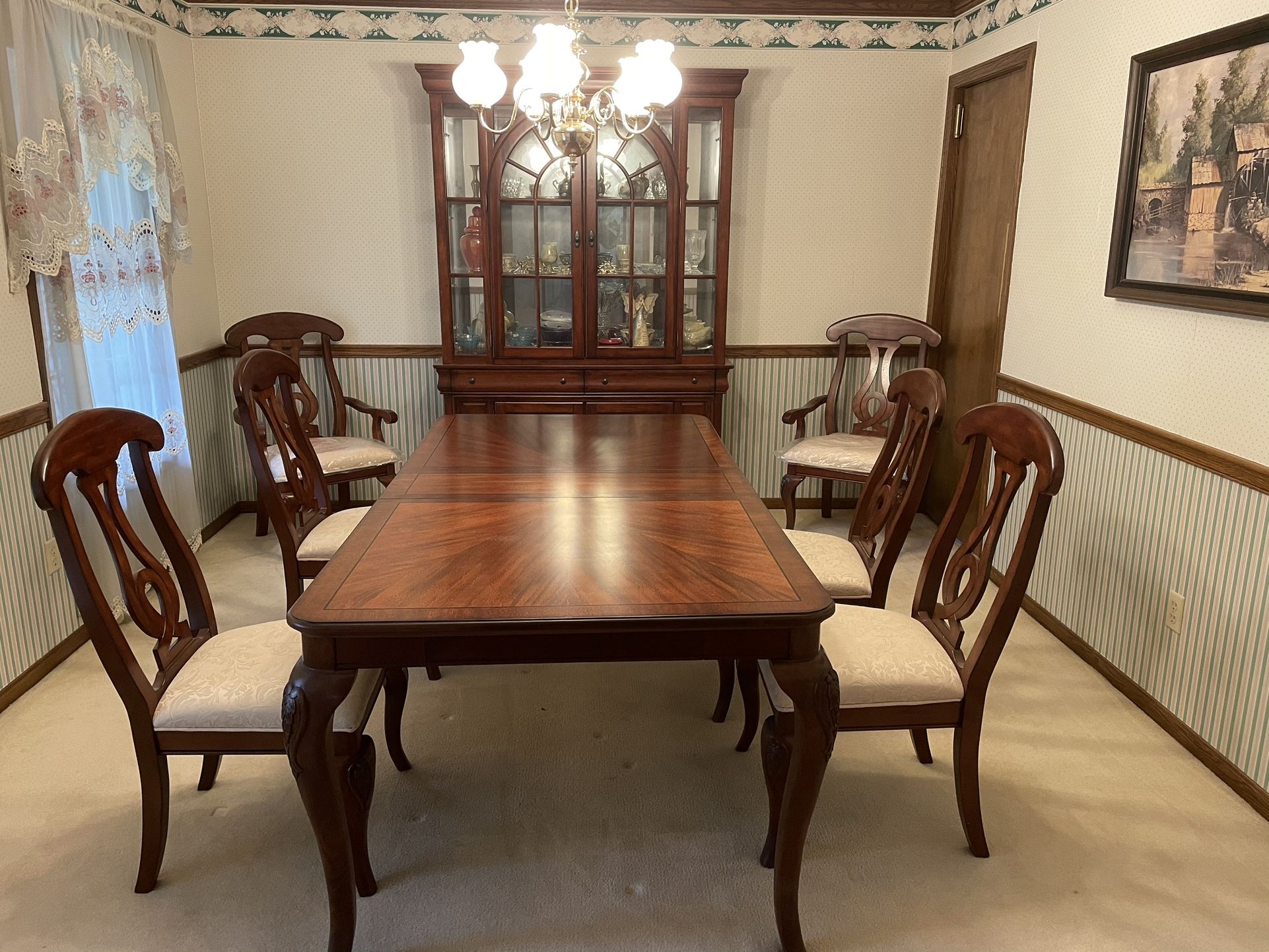 Dining Set - Table, 6 Chairs & China Cabinet