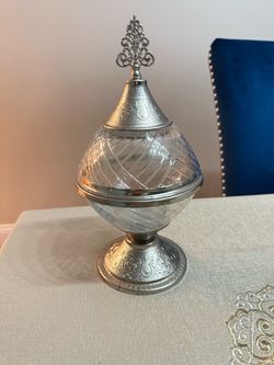 Turkish cut-glass decorative candy/sugar bowl