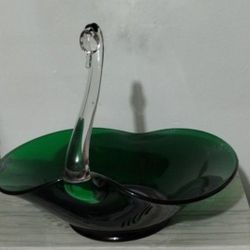 VIKING GLASS SWAN BOWL -  CENTERPIECE 13"×11"