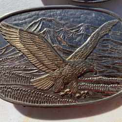Vintage Silver And Gold Eagle Belt Buckle 
