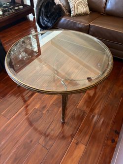 Metal and Glass Round Coffee Table