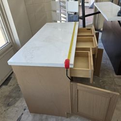 Natural Oak Cabinets And Quartz