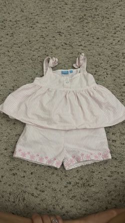 Girl Pink Striped Top and Shorts Set