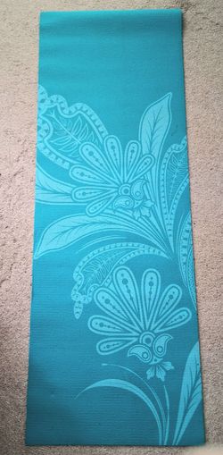 Teal Yoga Mat with Floral Print
