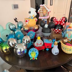 Disney Balloon Popcorn Bucket Lot – Mickey Minnie Dumbo Chip Dale Light-Up Collectibles