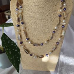 Abalone SHELLS and PEARLS  Necklace, Newly Made