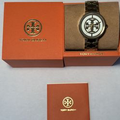  Tory Burch Gold Reva Watch Logo Bracelet 36mm Watch TBW4025 Box