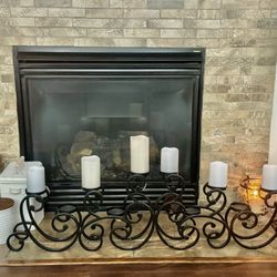 Wrought Iron Pillar Candle Holder | Black