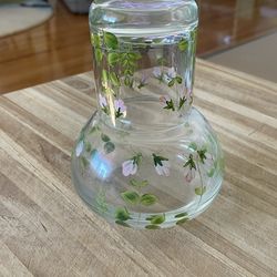 Vintage painted flower carafe with cup